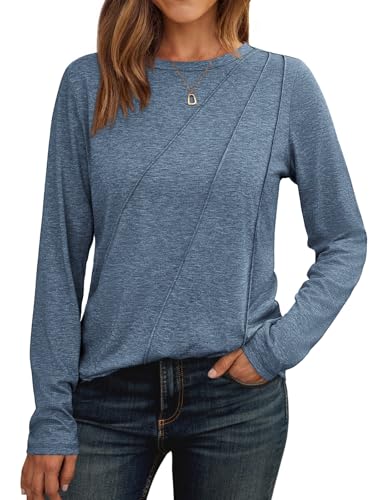 Image of AUTOMET Women's Long Sleeve Tops Loose Fit Shirts Casual Crewneck Tunics