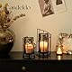 Windlicht Kerzenständer Schwarz Deko Modern: Candeldo 2er Set Kerzenhalter Metall Windlicht Outdoor Tischdeko Wohnzimmer Badezimmer Garten Windlichter Draußen und Drinnen für Stumpenkerze Teelicht