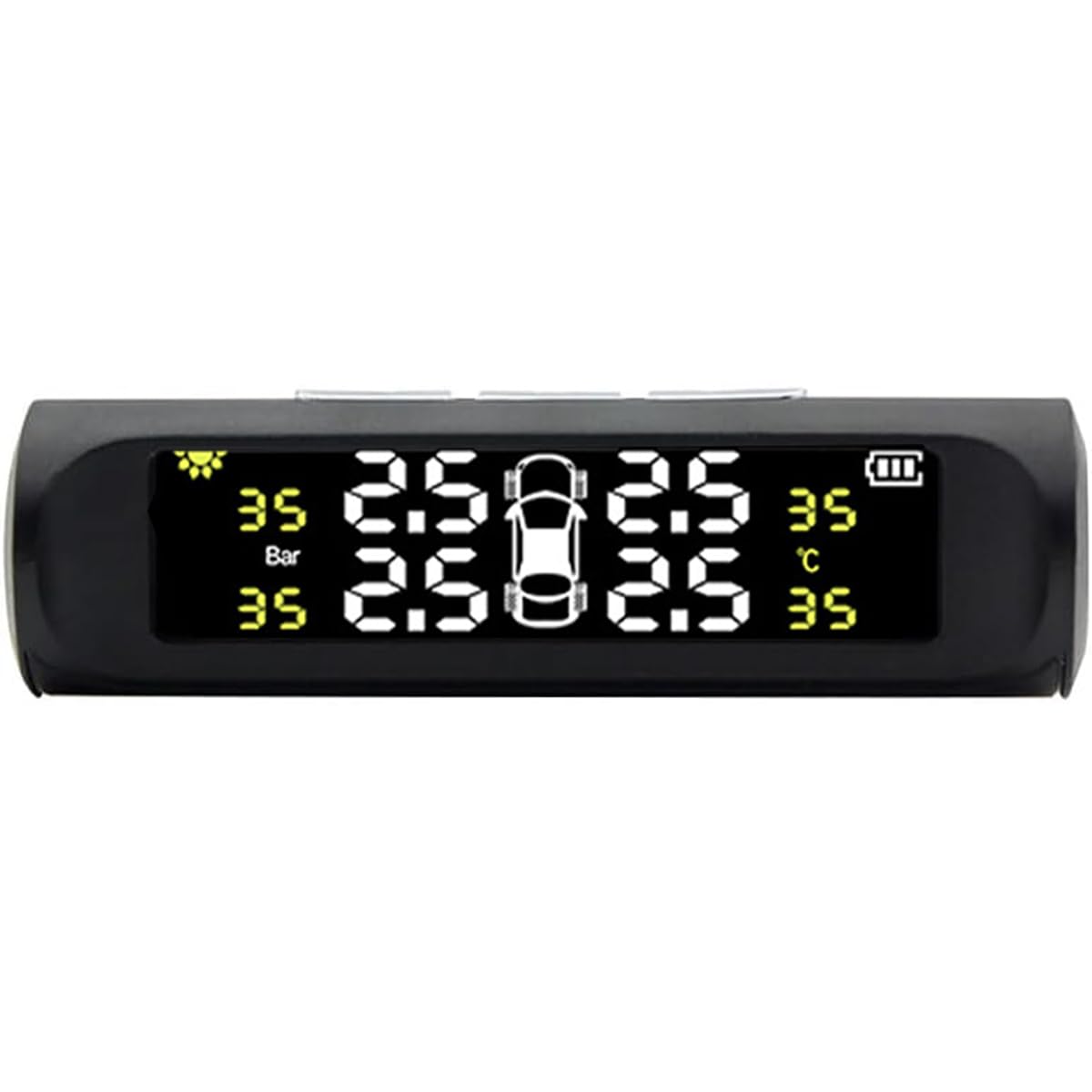 POFET Monitor Pressione Pneumatici Auto, Display rilevatore a 4 Ruote, Sistema di monitoraggio Solare TPMS, Allarme Auto Wireless Universale, per rimorchio Camper