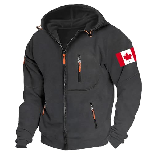 Hoodies for Men Zip up Lightweight Hoodie Canadian Flag Sweatshirt Casual Fashion Jackets Fall Tops with Zip Pockets2