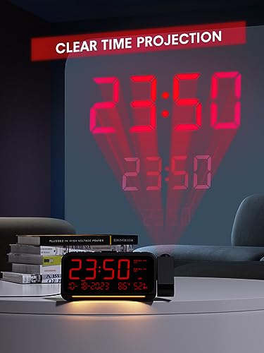 Mesqool CR1024-R Projection Alarm Clock For Bedroom Ceiling, Digital Clock Projector thumb #2