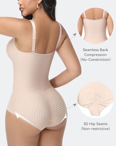 Womens Shapewear Deep V Neck Bodysuit Tummy Control Corset Bodysuit Slimming Mesh Sheer Outing Outfits3