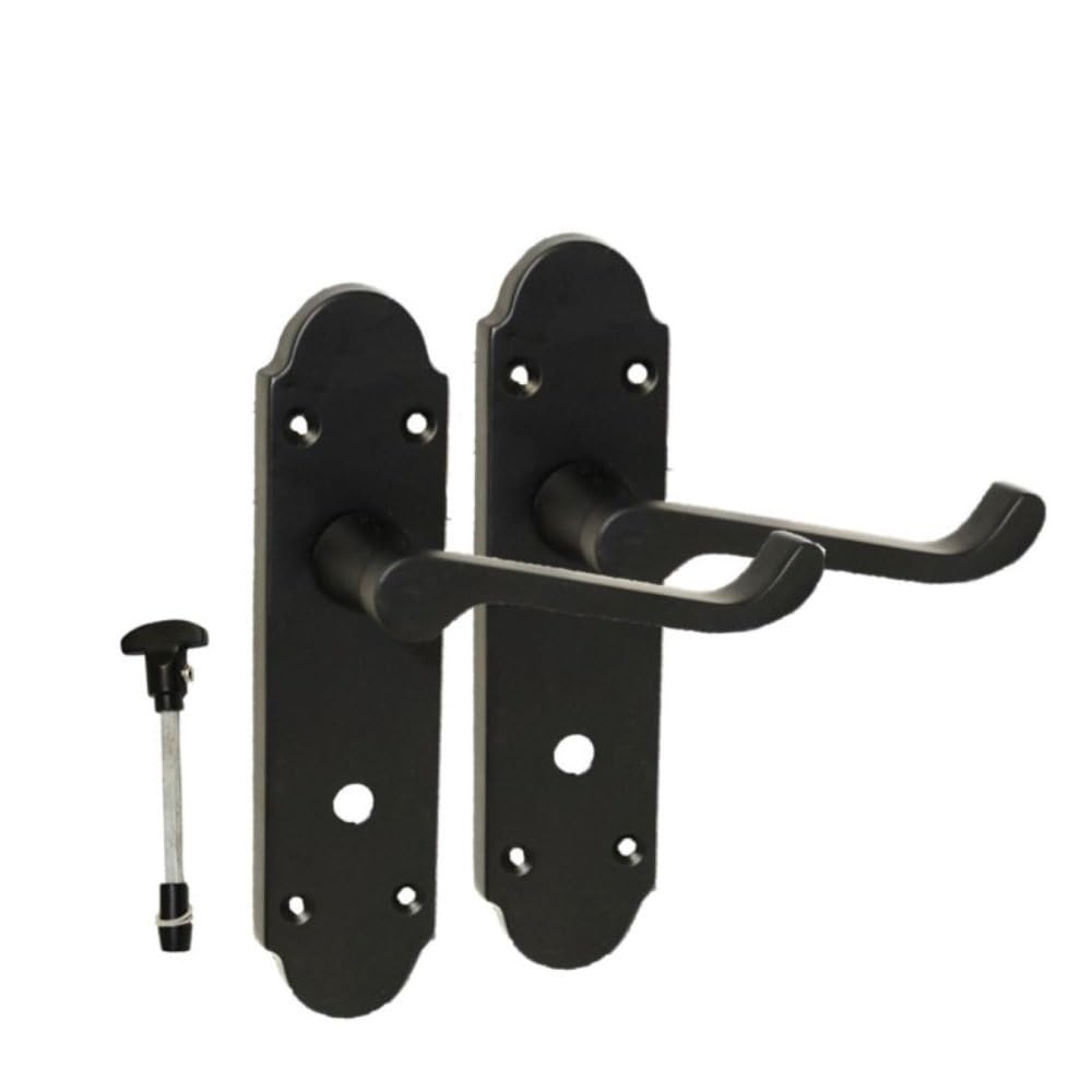 Epsom Matt Black Bathroom Door Handles – Internal Lock Door Handle Set (170mm x 42mm) – Sleek & Durable Black Bathroom Handles for Interior Doors