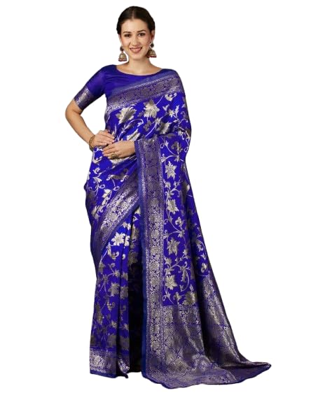 Image of Women's Banarasi Saree Pure Kanjivaram Silk Saree Soft Design Wear Pattu Sarees Cotton With Blouse Piece Kanchipuram for Wedding new ladies sadi
