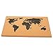 Juvale Cork Board Map of World - 23.5 x 15.75 in, Brown Rectangular Wall Mount - Past & Future Travel Map & Pin Board Corkboard with 4 Pushpins & Screws Included