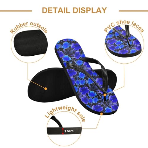 Maple Leaf Sketch Orange Blossom Floral Black Blue Flip Flops for Beach Thong Sandals Anti-slip Lightweight Beach Shoes for Summer Travel Swim3