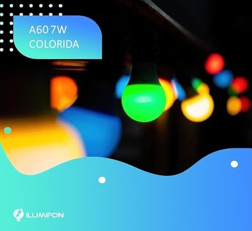 Lâmpada LED Bulbo A60 7W Colorida Decorativa E27 Bivolt (Azul)