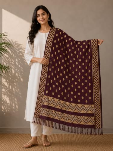 Image of Yash Gallery Women's jacquard Fabric Printed Dupatta for Women and Girls