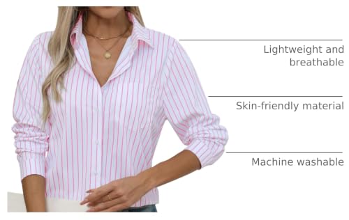 Image of Soft Wrinkle-Free Button Down Stretch Shirts for Women, Breathable Moisture-Wicking Casual Work Dress Tops