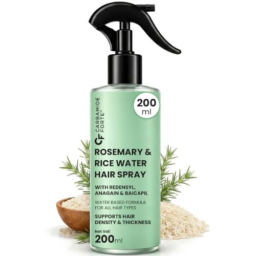 Image of Carbamide Forte Rosemary Hair Spray with Rice Water | Rosemary Water Spray for Hair Growth with Redensyl, Anagain & Baicapil | Supports Hair Density & Thickness | Water Based Formula for All Hair Types - 200 ml