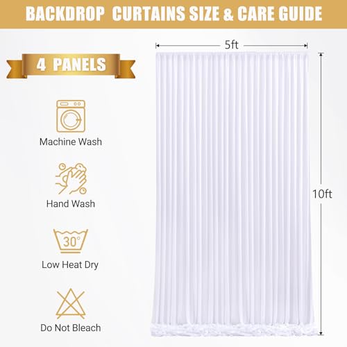 Cortinas Fondos Blancas 20x10ft con Luces y 4 Paneles miniatura 6