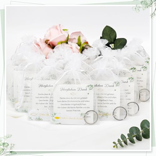 Epaing 20 Stück Acryl Einkaufswagenchip Schlüsselanhänger Set, Gastgeschenk Kommunion Deko für Junge Mädchen, Schön Dass Du Da Bist, Eukalyptus Einkaufschip Taufe Geschenk für Kommunion Konfirmation