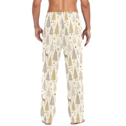Mens Pajama Pants Deer Stars Christmas Pajama Bottoms Lightweight Pajama Pants Basics Sleep Pajama Lounge Pant3