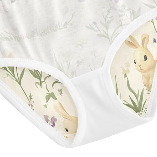 Toddler Briefs, Cute Rabbits Flower Cream Girls Cotton Underwear, 2–8 Years4