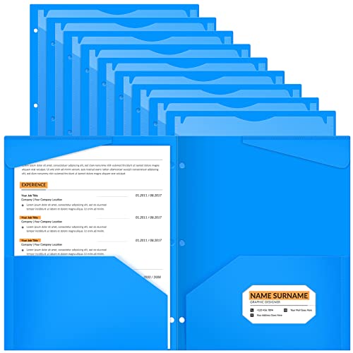 36 Pack Folder With 3 Holes 2 Pocket Folders With 3 Hole Punch Plastic Folders With Clear Front Pocket For 3 Ring Binder Folders, Office And Classroom Use (Blue) #TOP25