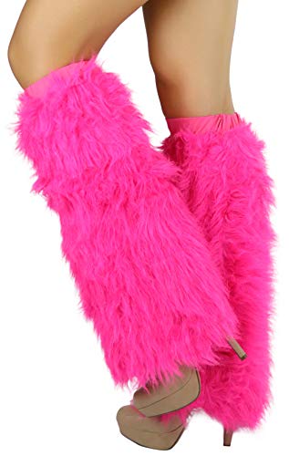 Image of ToBeInStyle Women's Faux Vibrant Fur Retro Daring 60' Inspired Ravewear Knee High Leg Warmers