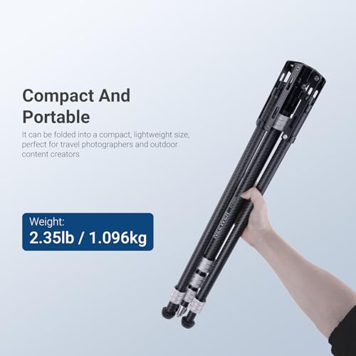 Image of NEEWER Carbon Fiber Tripod Stand w Reversible Legs, 35 inch-102 inch Portable Lightweight Photography Light Stand for Strobe Softbox Ring Light Action Cam DSLR Streaming Recording, 6.6lb /3kg Max Load, ST260C