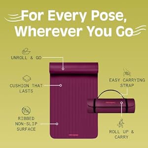 Retrospec Solana 1" Extra Thick Yoga Mat Non Slip Exercise Mat w/Strap — photo 5 of 6