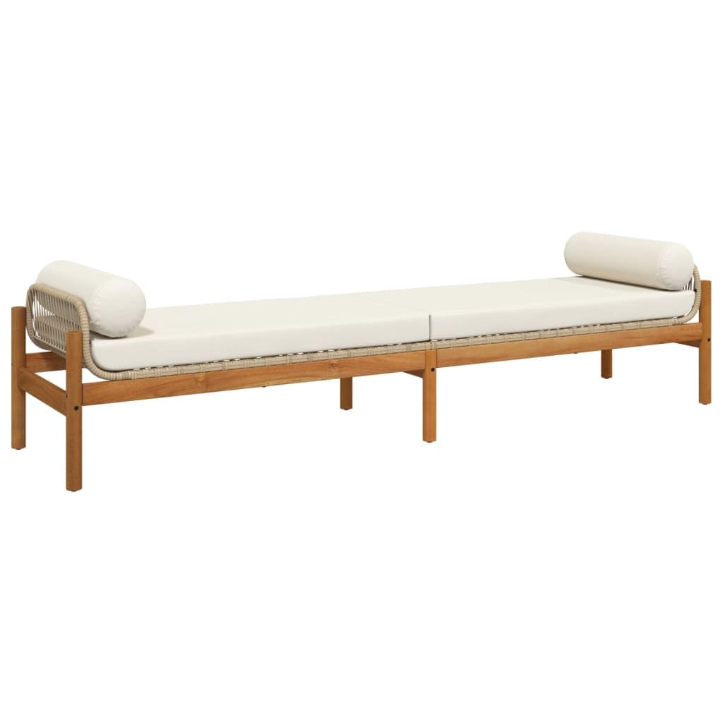 vidaXL Panca da Giardino con Cuscino Beige in Polyrattan e Acacia