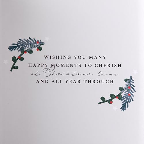 Hallmark Mum Christmas Card, Traditional Foliage & Bauble Design, Christmas Card for Mum Gold, Cream, Green, H22.8cm x W15.9cm - Image 3