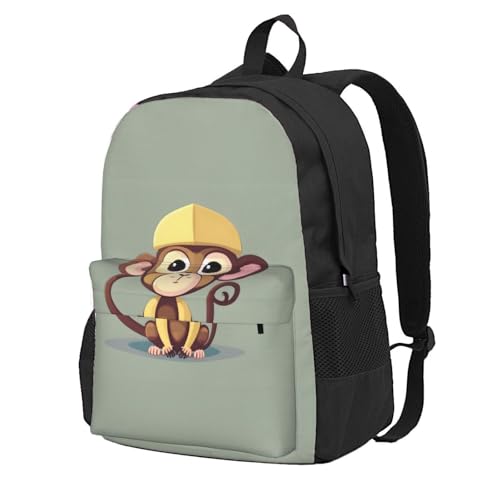 Sac à dos léger et spacieux imprimé singe mignon contre le désordre