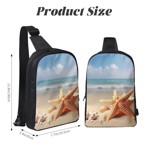 Summer Starfish Seashell Printed Chest Bag Dual Pocket Diagonally Chest Messenger Bag3