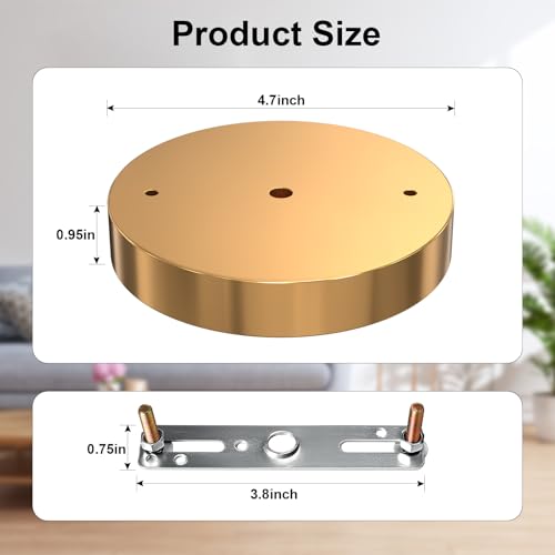Image of Upgraded Version Light Canopy Kit, 4.7 Inch Light Fixture Cover Plate, Ceiling Chandelier Metal Kit with All Mounting Hardware for Chandelier, Pendant Light, Single Pendant Light (Gold)