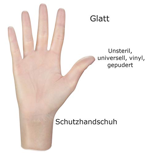 Foto von Vinylhandschuhe MERCATOR SIMPLE VINYL, Größe: XL - 100 Stück, Einweghandschuhe, gepuderte Schutzhandschuhe, durchsichtige, latexfreie Einmalhandschuhe