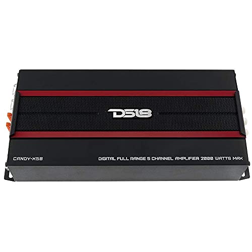 Ds18 Candy-X5B Amplifier In Black - Class D, 5 Channels, 2000 Watts Max, Digital, 1/2/4 Ohm, With Remote Subwoofer Level Controller - Compact Amplifier For Speakers In Car Audio System #TOP4
