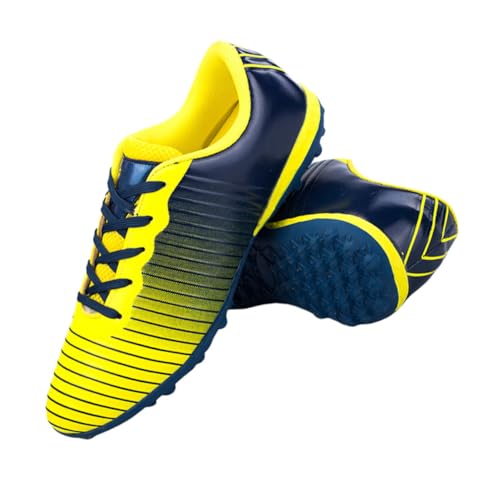 TOVINANNA Zapatos de Fútbol Suela de Tacos Antideslizante Calzado de Entrenamiento Azul y Amarillo Talla 33 Tela Transpirable para Uso Deportivo y Entrenamiento Juvenil