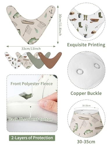 Image of 4 Pcs Baby Bandana Bib Cute Baby Nursery Decor Cotton Newborn Infant Feeding Drool Bib for Drooling and Teething Girl Boy