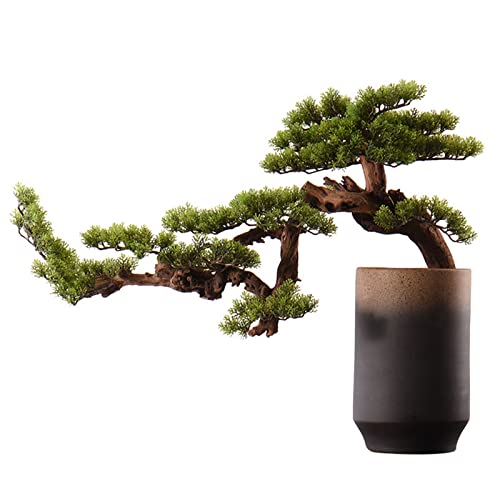 Artificial Árboles Bonsái artificial de 24 pulgadas, árbol de pino de bienvenida, bonsái decorativo de planta en maceta de simulación con macetas de cerámica, oficina, tienda de regalos decorativos Bo