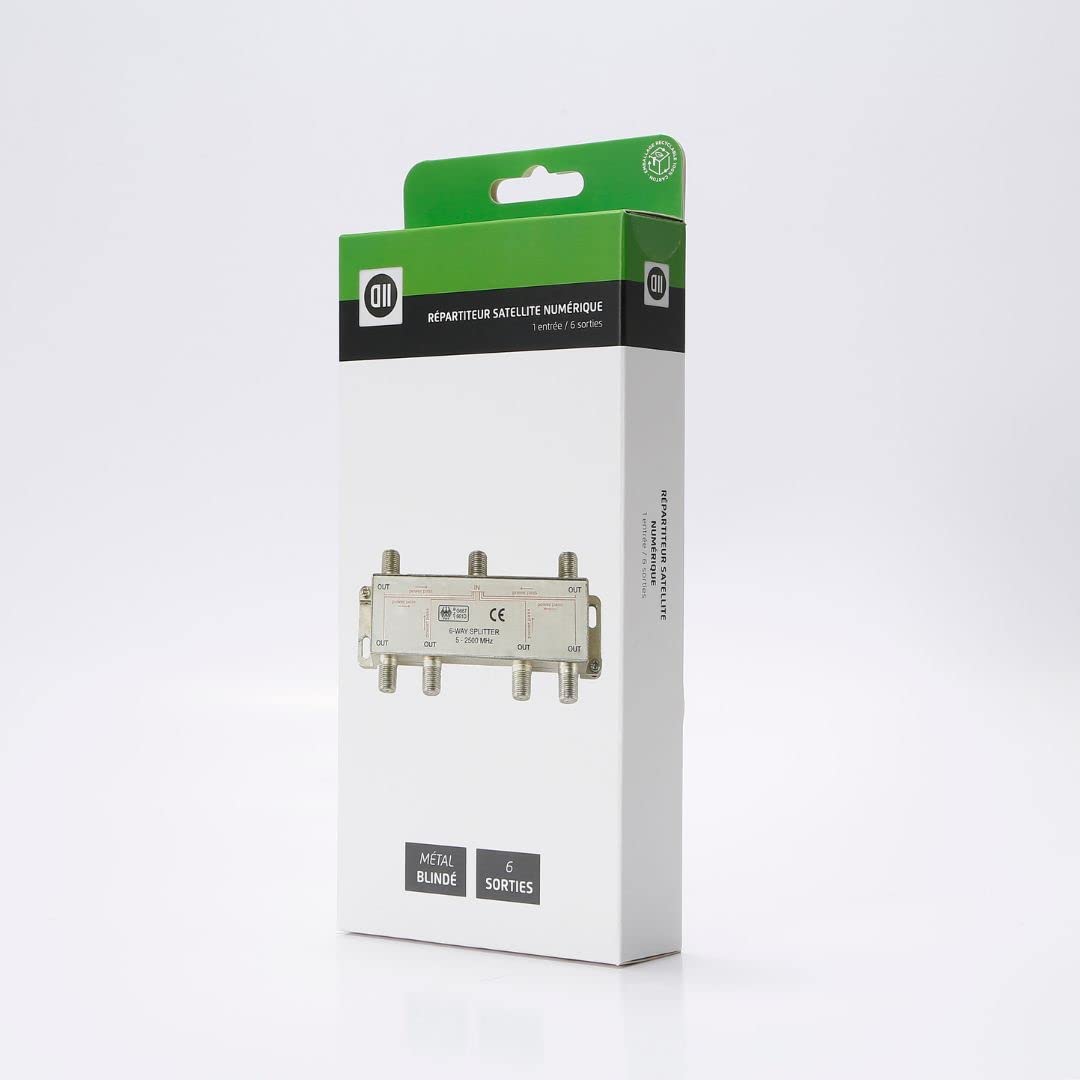 D2 Diffusion Verteiler TV/SAT 6 Ausgänge F-Stecker geschirmt Metall