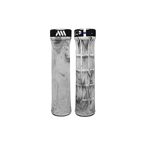 All Mountain Style AMS Berm Grips - Lock-on Tapered Diameter, Comfortable Grips, White Camo,Universal Cover