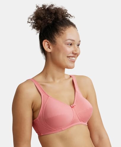 Image of Jockey ES13 Women Wirefree Non Padded Super Combed Cotton Elastane Stretch Full Coverage Plus Size Bra with Side Panel Support