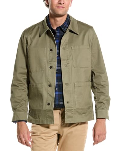 Brooks Brothers Men's Cotton Twill Chore Jacket, Olive, X