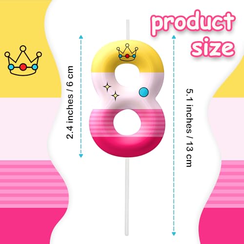 Image of Pink Cartoon Birthday Candles, Number 8 Candle Pink Themed Birthday Party Supplies, 2.4 inch Birthday Candles for Cake Topper Party Decorations, Birthday Decorations for Boys Girls (Number 8)