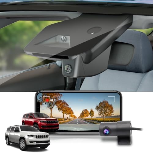 Fitcamx Front 2K+Rear 1080P Dash Cam Adapts for Jeep Wagoneer 2022-2026 & Grand Wagoneer L S (HD2-D4150), OEM Style, Dual HD Video, WiFi & APP, Loop Recording, G-Sensor, Easy to Use, 64GB Card