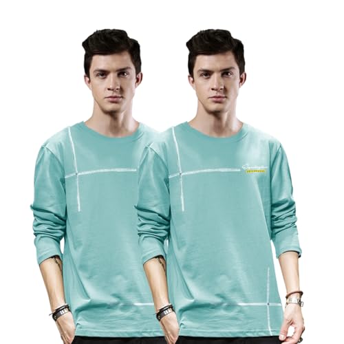 Image of Noble Monk Men Full Sleeve Round Neck T-Shirt | Printed Sleeves |Regular fit Tshirt for Men