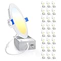 Ensenior 24 Pack 6 Inch LED Recessed Ceiling Light, Dimmable, 2700K-6000K 6CCT, 1050LM 12W 120V, High Brightness Canless Wafer Downlight - ETL&FCC&IC