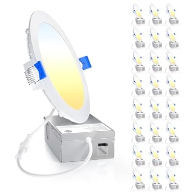 Ensenior 24 Pack 6 Inch LED Recessed Ceiling Light, Dimmable, 2700K-6000K 6CCT, 1050LM 12W 120V, High Brightness Canless Wafer Downlight - ETL&FCC&IC