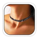 EARENT Black Choker Necklace Rhinestone Tennis Chain Necklaces for Women