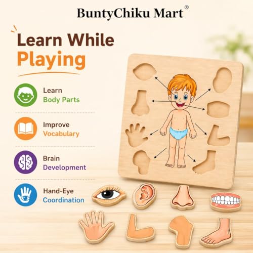 Image of Puzzle Kids Wooden Toys for Kids 3 + Jigsaw Puzzles for Adults Baby Learning Toys Educational Toys Game for Learning Learning Board Parts Anatomy Skeleton - Gift Toys for Boy and Girl