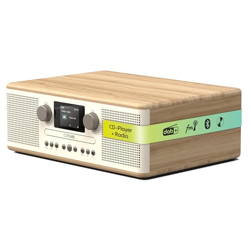 Pure Classic C-D6 Music System (CD Player, DAB+/FM, Bluetooth, AUX, USB, Alarm Sleep Timer) Cotton White/Oak