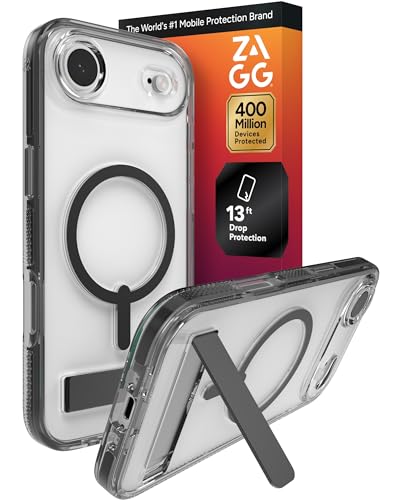 Image of ZAGG Santa Cruz Snap Case with Kickstand for iPhone Air - Jet Black, Drop Protection (13ft /4m), MagSafe Charging Compatible, ClearGuard Anti-Yellowing Technology, Scratch Resistant Phone Case