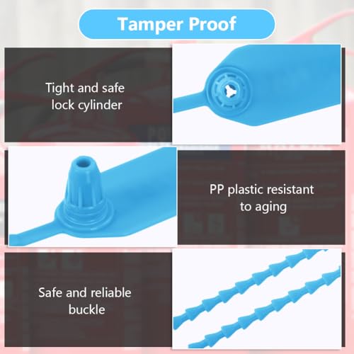 Flintronic Kunststoff-Siegel, 120 Stück Sicherheits-Siegel aus Kunststoff, sparsam, verstellbar mit schneller und sicherer Anwendung für Etiketten, Kleidung, Gepäck, Produkte - Blau