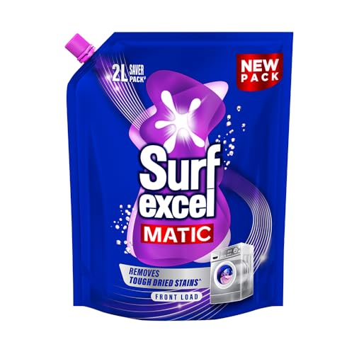 Surf Excel Matic Front Load Liquid Detergent 2 L Refill|| Specially designed to remove Tough Dried Stains, 1st time in Washing Machine Surf Excel Matic Front Load Liquid Detergent 2 L Refill|| Specially designed to remove Tough Dried Stains, 1st time in Washing Machine