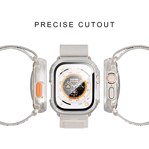 Image of 2 Pack Case with Tempered Glass Screen Protector for Apple Watch Ultra 49mm,JZK Slim Guard Bumper Full Coverage Hard PC Protective Cover Thin Case for iWatch Ultra 49mm Accessories,Clear