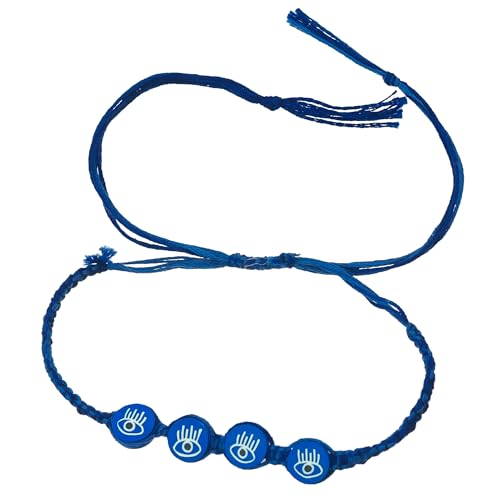 Image of eCraftIndia Blue Evil Eye Rakhi with Best Bro Ever Fridge Magnet | Rakhi for Brother Bhaiya Bhai | Roli Chawal Pack