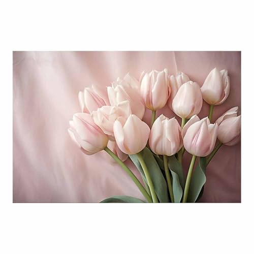Tableau tulipes roses pour illuminer un salon sombre ou grand mur vide